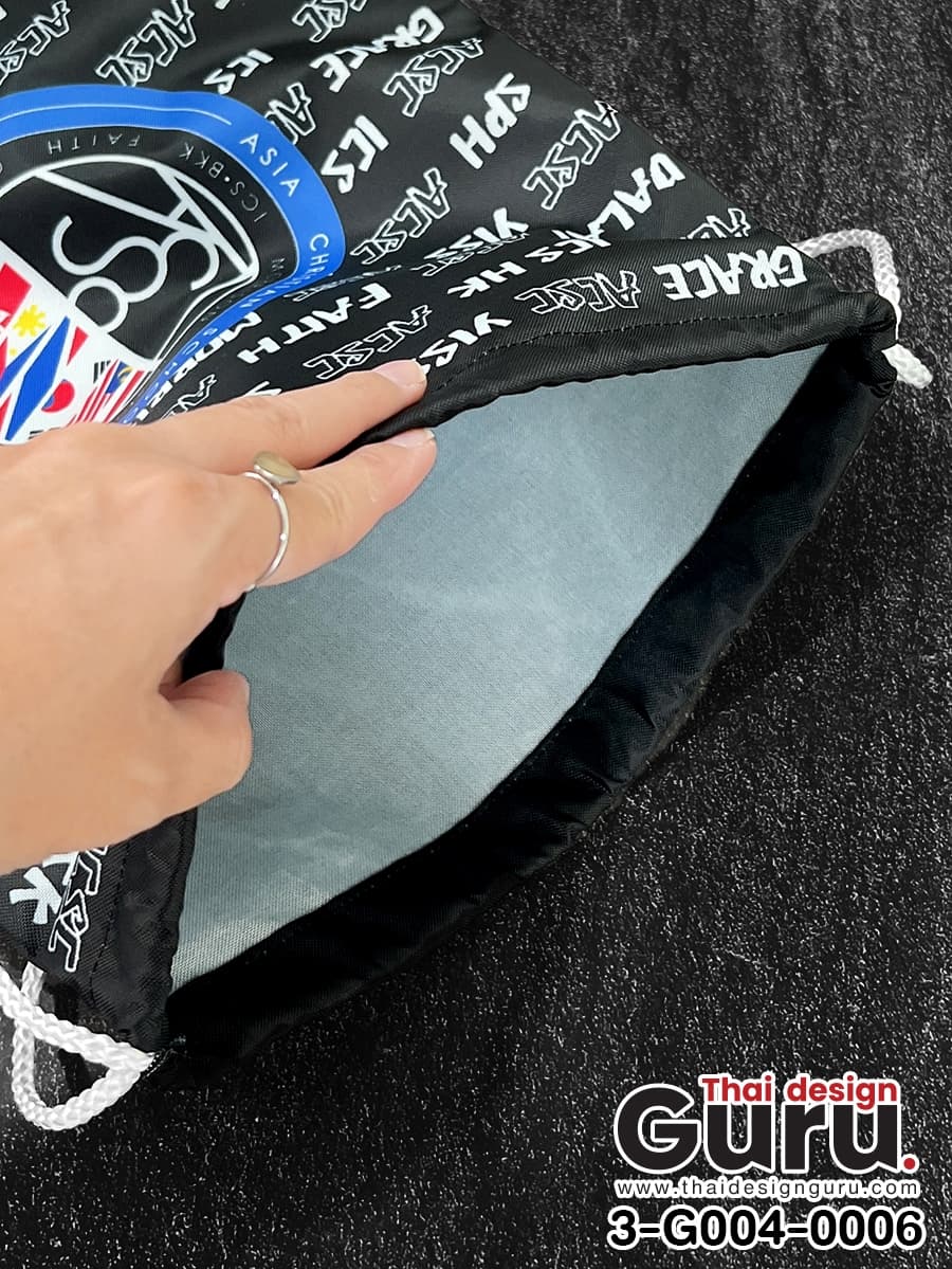 สั่งทำถุงผ้าหูรูดสกรีนลายเต็มใบ ถุงผ้าหูรูดสกรีนลายเต็มใบ