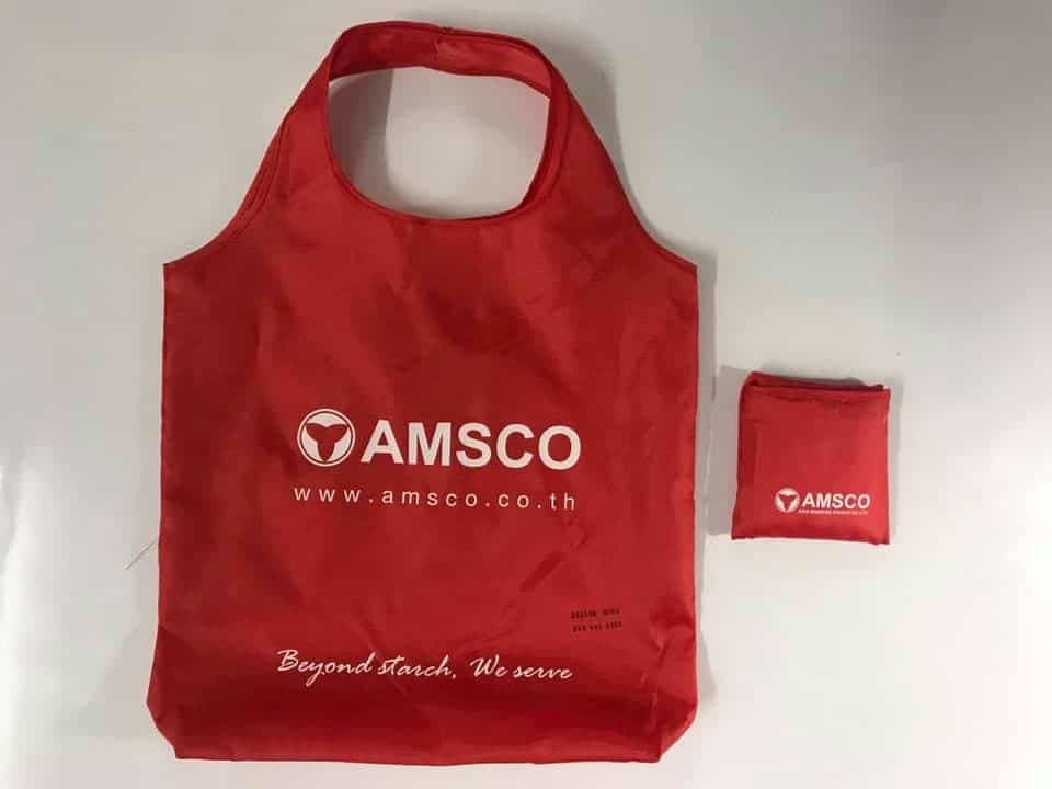 รับทำถุงผ้าลดโลกร้อน พับเก็บได้ AMSCO