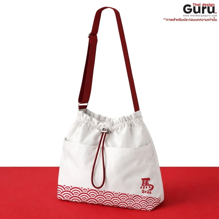 กระเป๋าผ้าหูรูดพร้อมสายสะพาย
