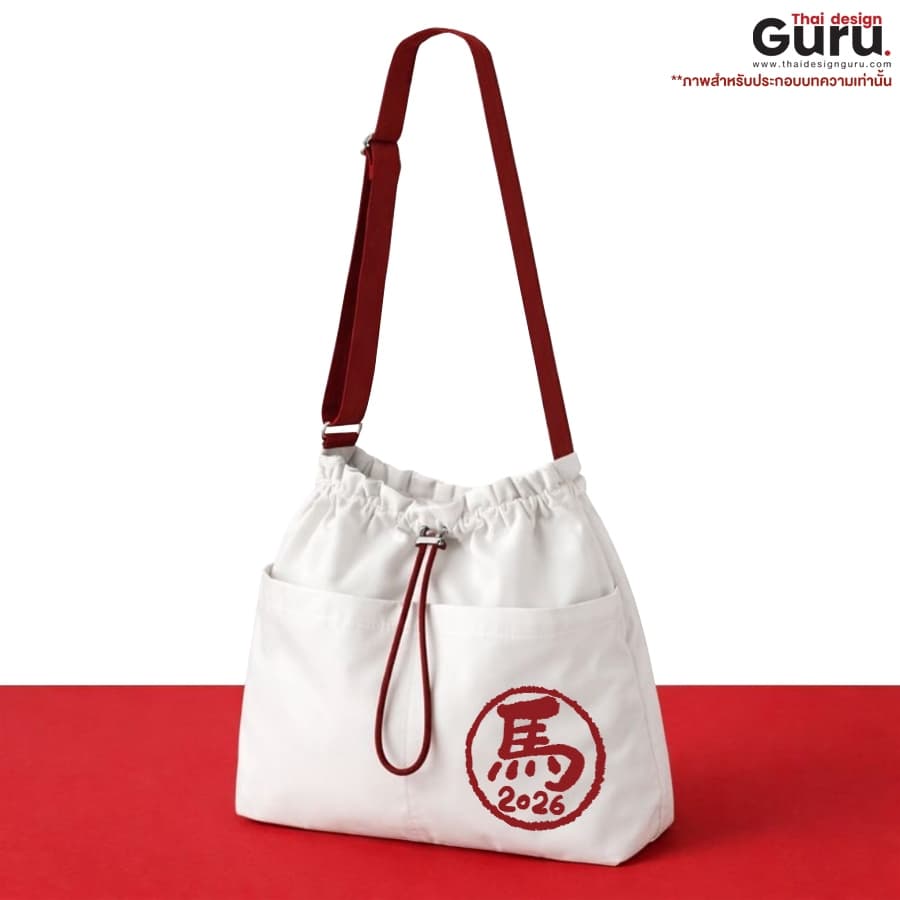 กระเป๋าผ้าหูรูดพร้อมสายสะพาย