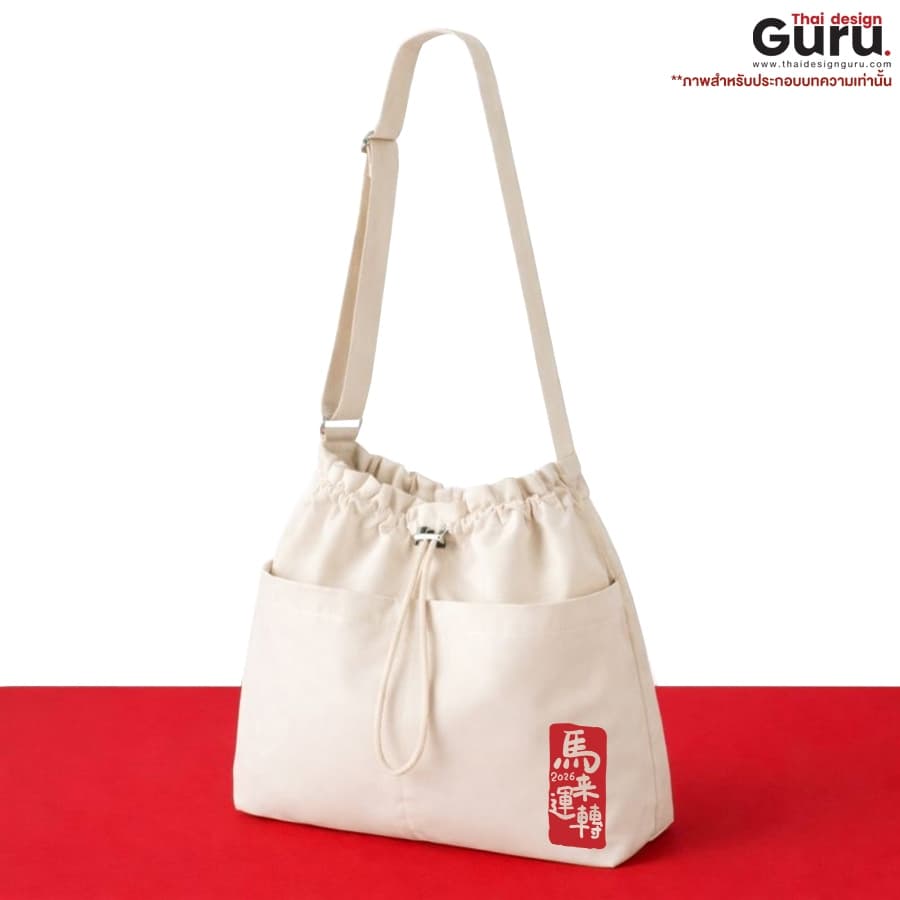 กระเป๋าผ้าหูรูดพร้อมสายสะพาย