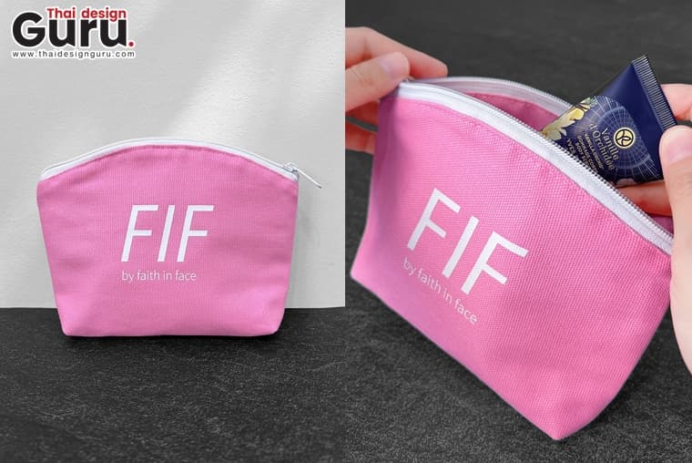 กระเป๋าซิปรูดสีชมพู