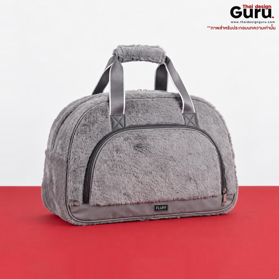กระเป๋าถือผ้าขนสัตว์ ซิปรูดพรีเมียม กระเป๋าผ้าขนสัตว์ พิมพ์ลาย