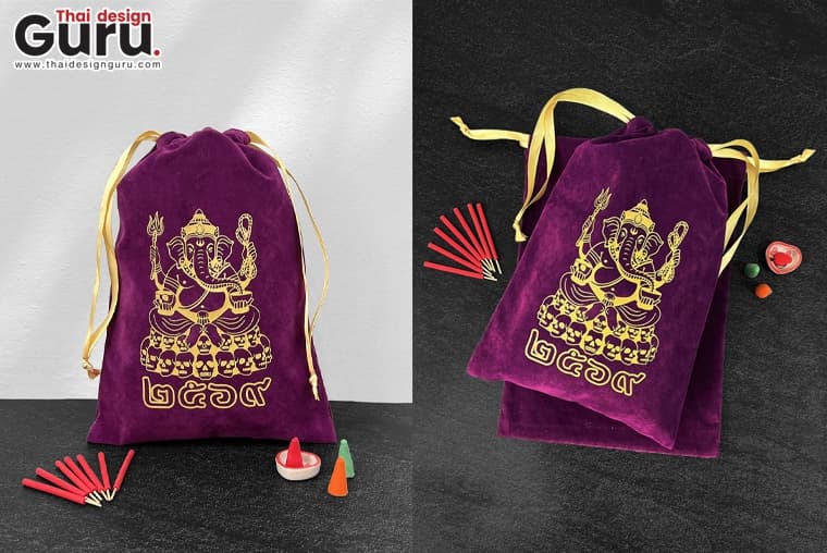 ถุงหูรูดผ้ากำมะหยี่สีม่วงเข้ม