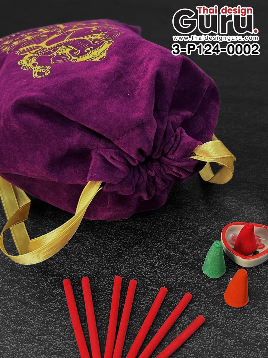 ถุงหูรูดผ้ากำมะหยี่สีม่วงเข้ม