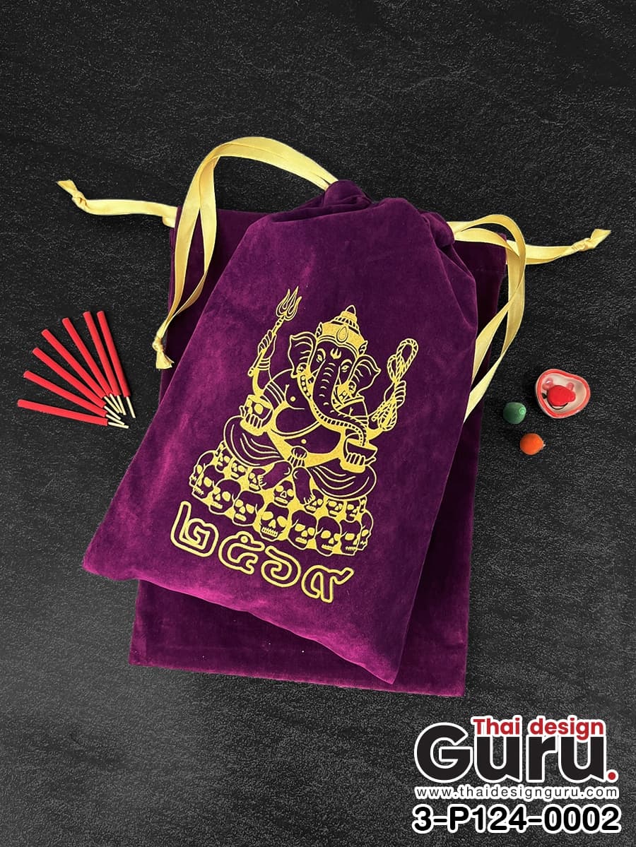 ถุงหูรูดผ้ากำมะหยี่สีม่วงเข้ม