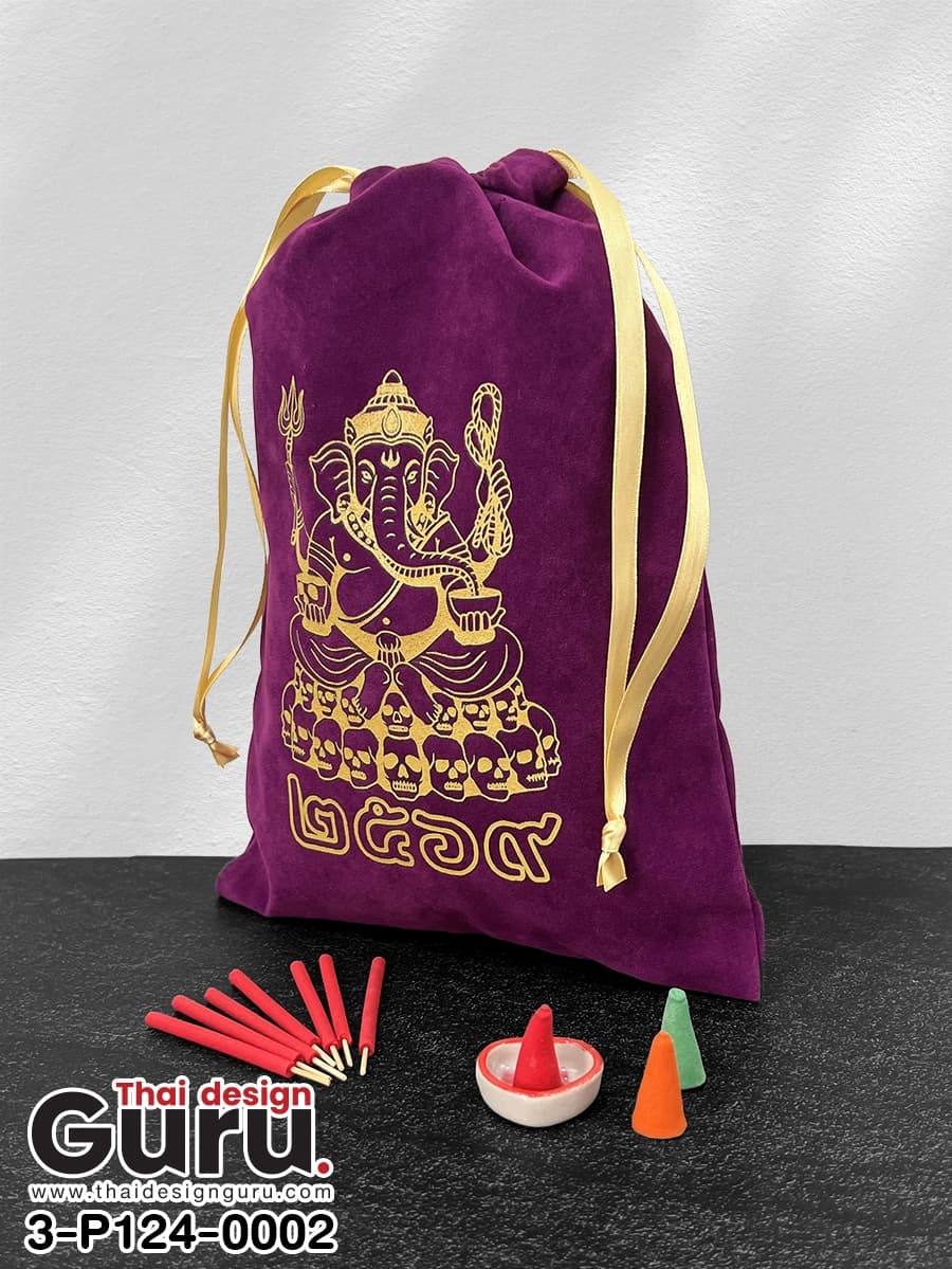 ถุงหูรูดผ้ากำมะหยี่สีม่วงเข้ม