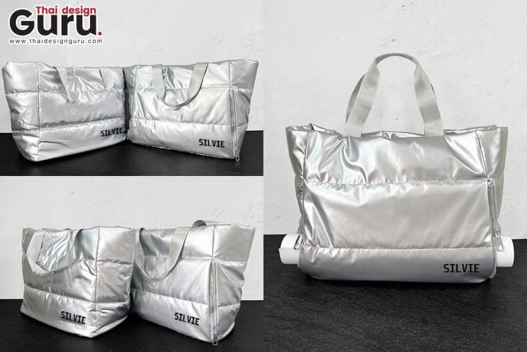 กระเป๋าหูหิ้วสีเงิน