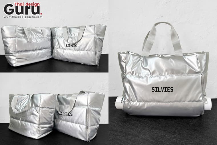 กระเป๋าหูหิ้วสีเงิน