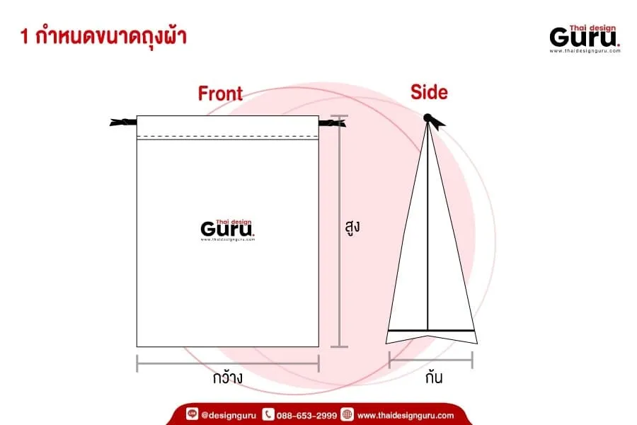 ส่วนประกอบ ถุงผ้าหูรูด พิมพ์