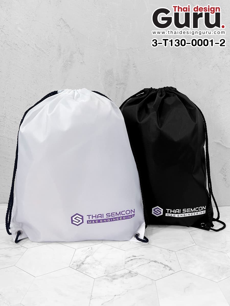 รับผลิตถุงผ้าหูรูดสีขาว-ดำ ถุงผ้าหูรูดสีขาว-ดำ