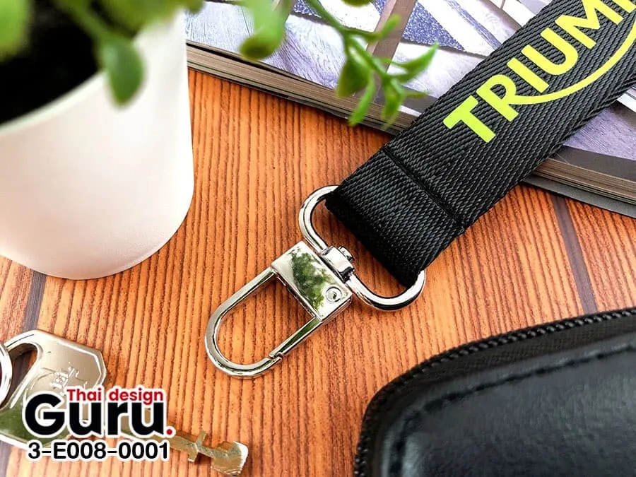 Triumph Ribbon Key Chain สั่งทำพวงกุญแจสายไนล่อน สีดำ พิมพ์แบรนด์ Triumph