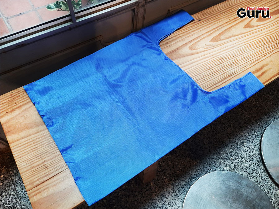 ถุงผ้าพับได้ สีน้ำเงิน พิมพ์โลโก้