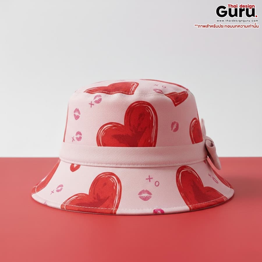 หมวกผ้าทรงบักเก็ต ธีมวาเลนไทน์ หมวกผ้าทรงบักเก็ต